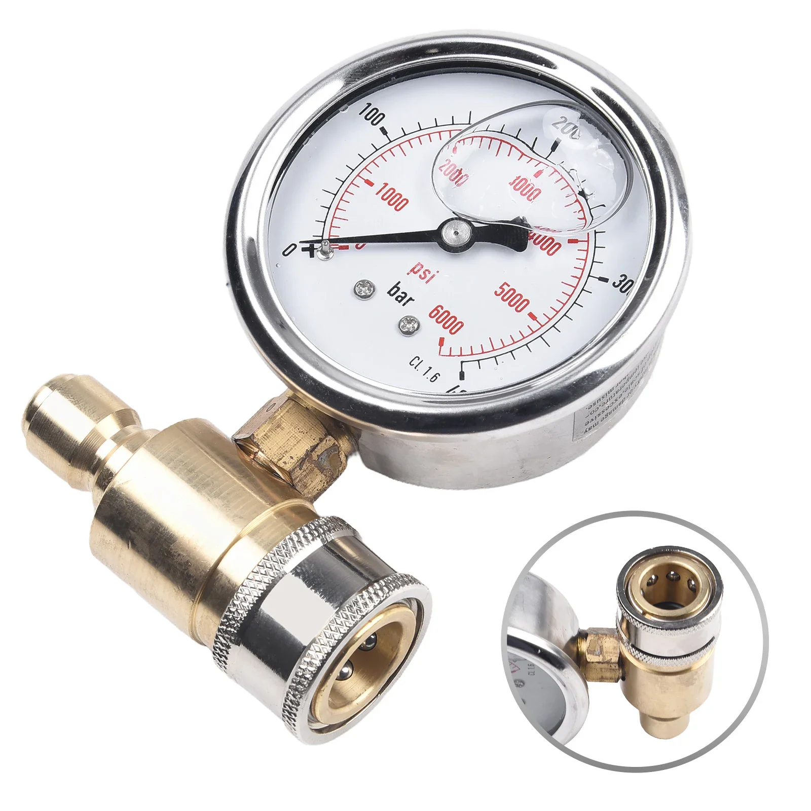 

5000 PSI Pressure Gauge with 38 Inch Quick Insertion Designed for High Pressure Cleaning Machines and Related Equipment