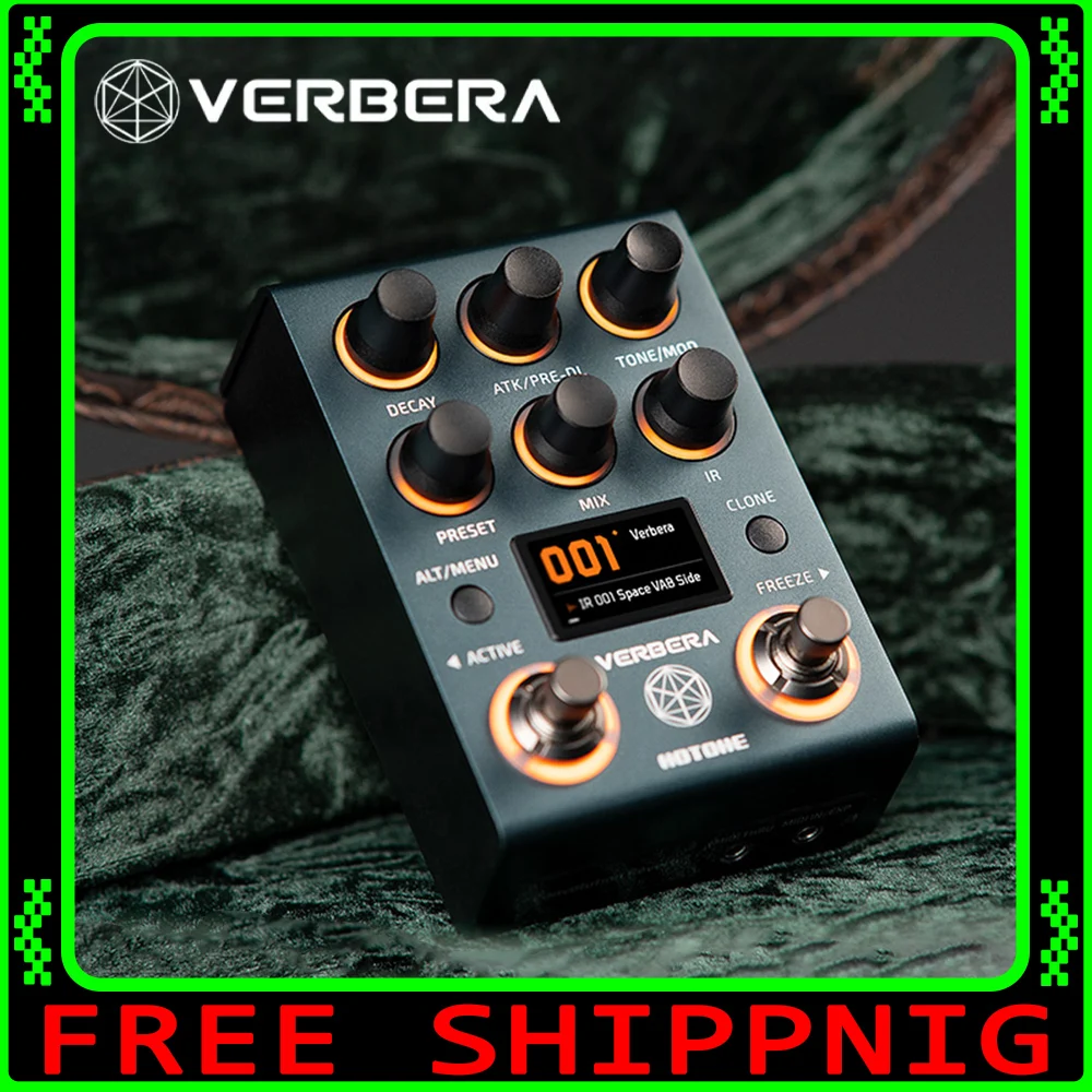 Hotone Verbera Convolution Reverb Pedal Stereo Convolution Reverb Pedal 2 مع محرك الأشعة تحت الحمراء وشاشة LCD وUSB لاستنساخ الأشعة تحت الحمراء