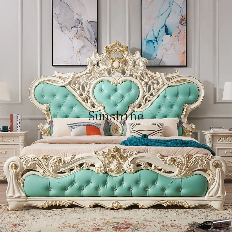 European luxury simple double bed master bedroom luxury princess bed  FT