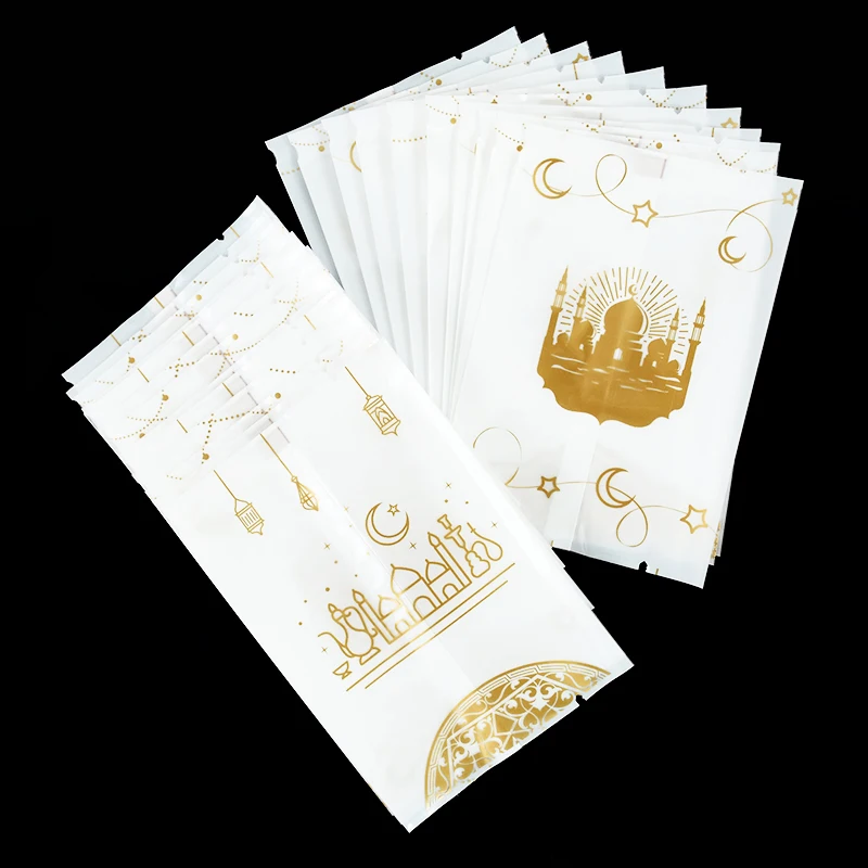 

100pcs Eid Mubarak Gift Plastic Candy Bag Chocolate Baking Self-Sealing Bag Ramadan Decoration For Home Islam Muslim Party Decor