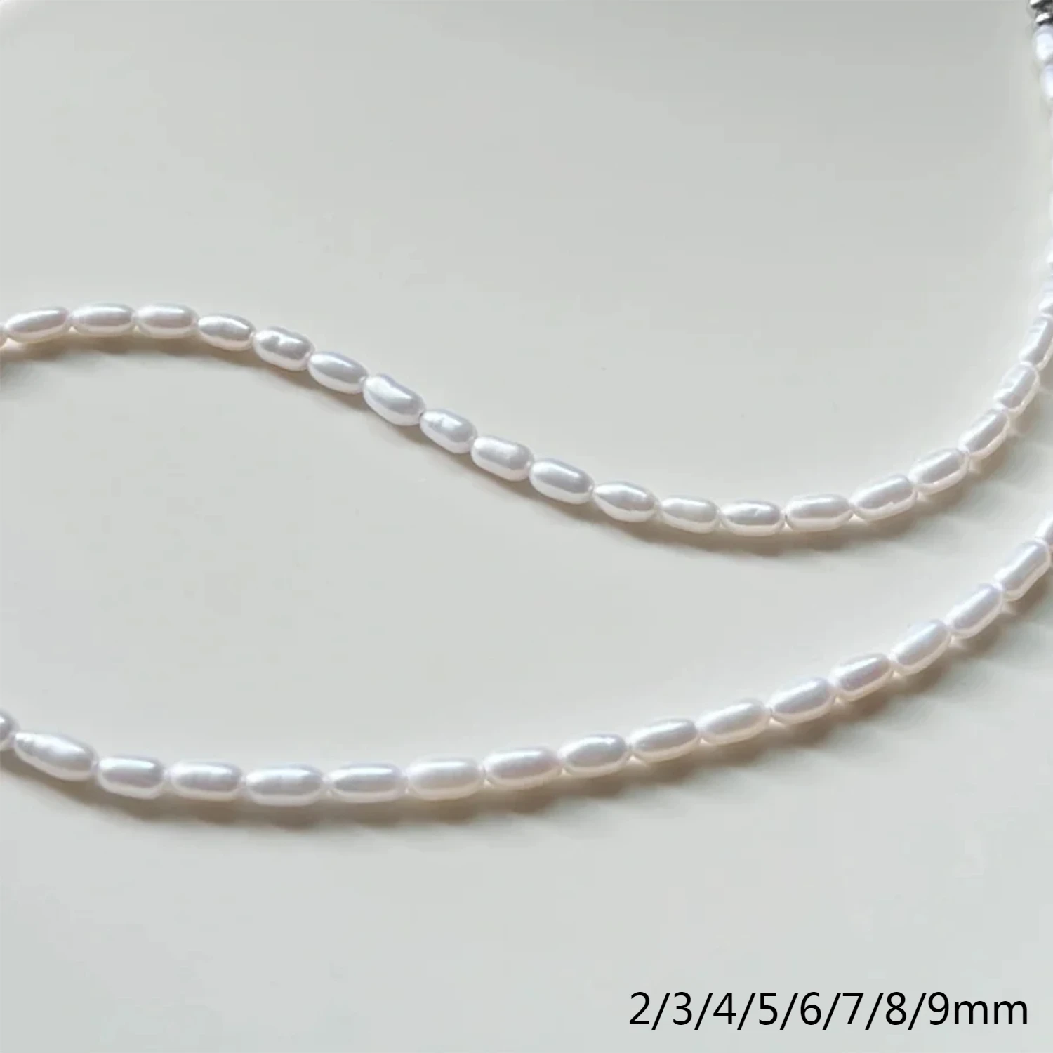 2/3/4/5/6/7mm Natural Freshwater Pearl AAA Rice-Shaped Jewelry Making DIY Necklace Bracelet Earrings Accessory Chain 36cm Women