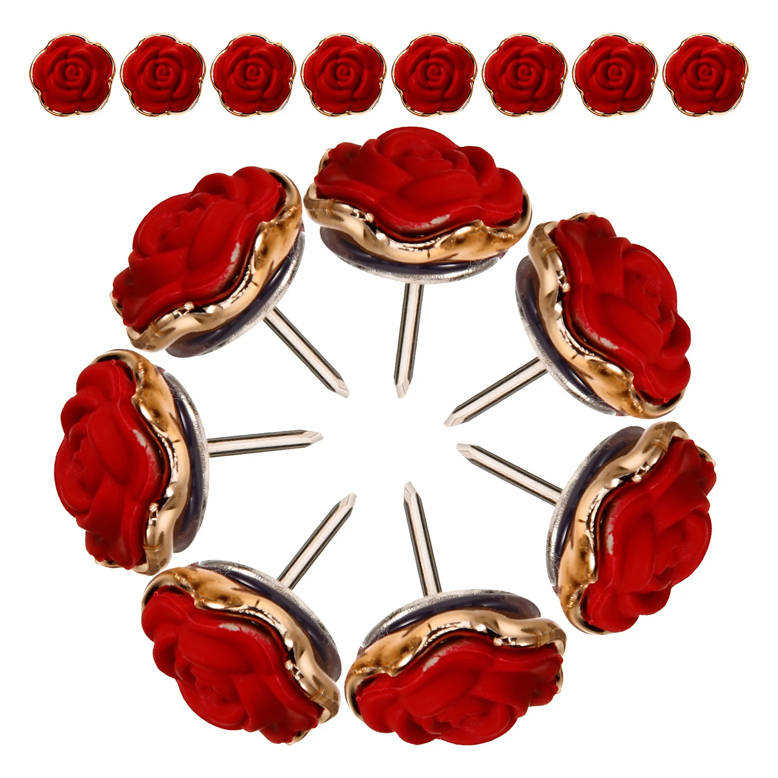 Chinchetas pequeñas con forma de rosa roja, chinchetas compactas multifunción para oficina, aula, hogar, tablero de corcho, 30 Uds.
