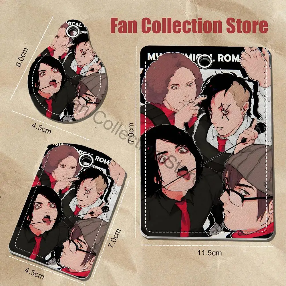 My C-Chemical Romance MCR Cartoon Movie Singer Game Anime Leather Card Holder Store Access Control ID Card Subway Air Tag Case view 6
