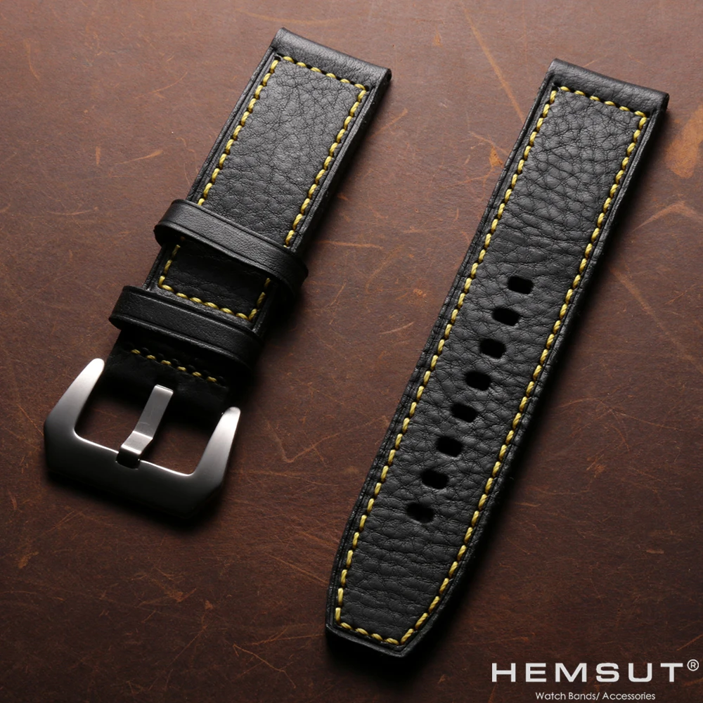 HEMSUT Geunine Leather Watch Band For Panerai Retro Vintage Handmade Cowhide Watch Straps For Men Women  20 22 24 26MM