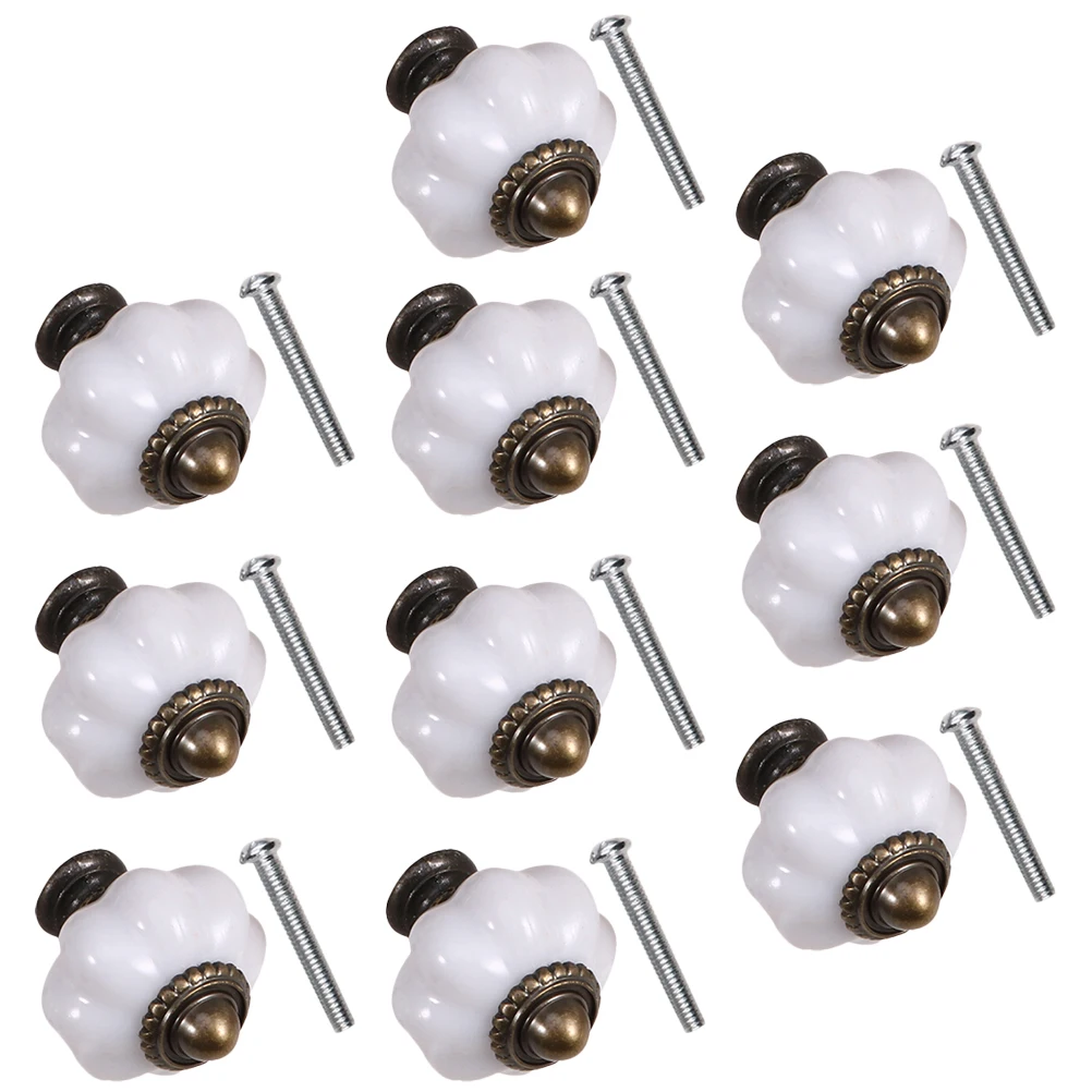 

10pcs Round Door Knobs Acrylic Plastic Zinc Bedside Table Handles Cabinet Furniture Replacement Pumpkin Shape Fade