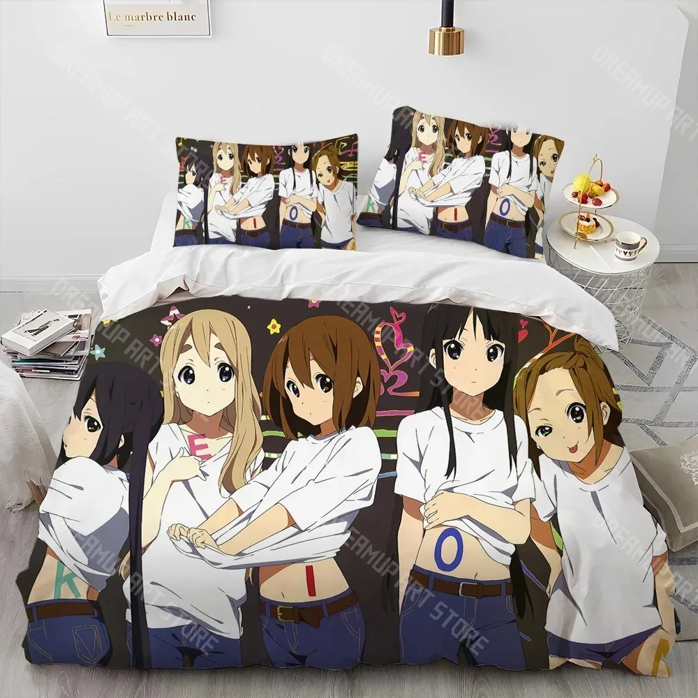 3D Printed K-ON Anime Bedding Set for Boys Girls Duvet Cover And Pillowcase Included Twin Queen King Full Single Double Sizes