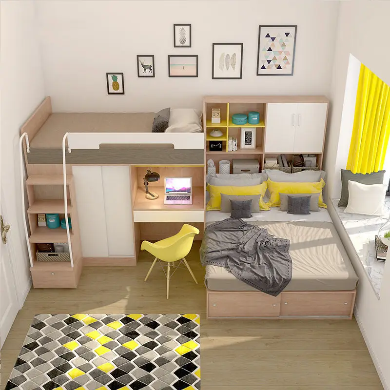 Small apartment multi-functional storage type adult adolescent children's room upper and lower bunk beds