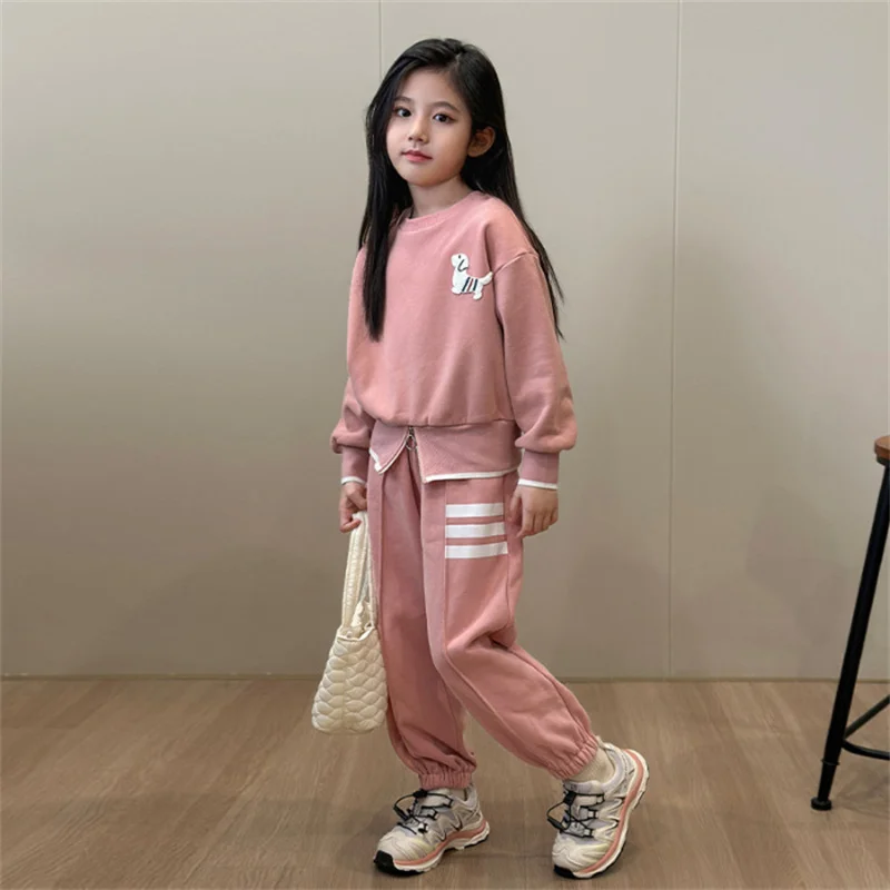 

Girls Sweatshirts +Pants Kids Suits 2PCS/Set 2024 New Arrive Spring Autumn Cotton Teenagers School Uniforms Cotton Children Clot