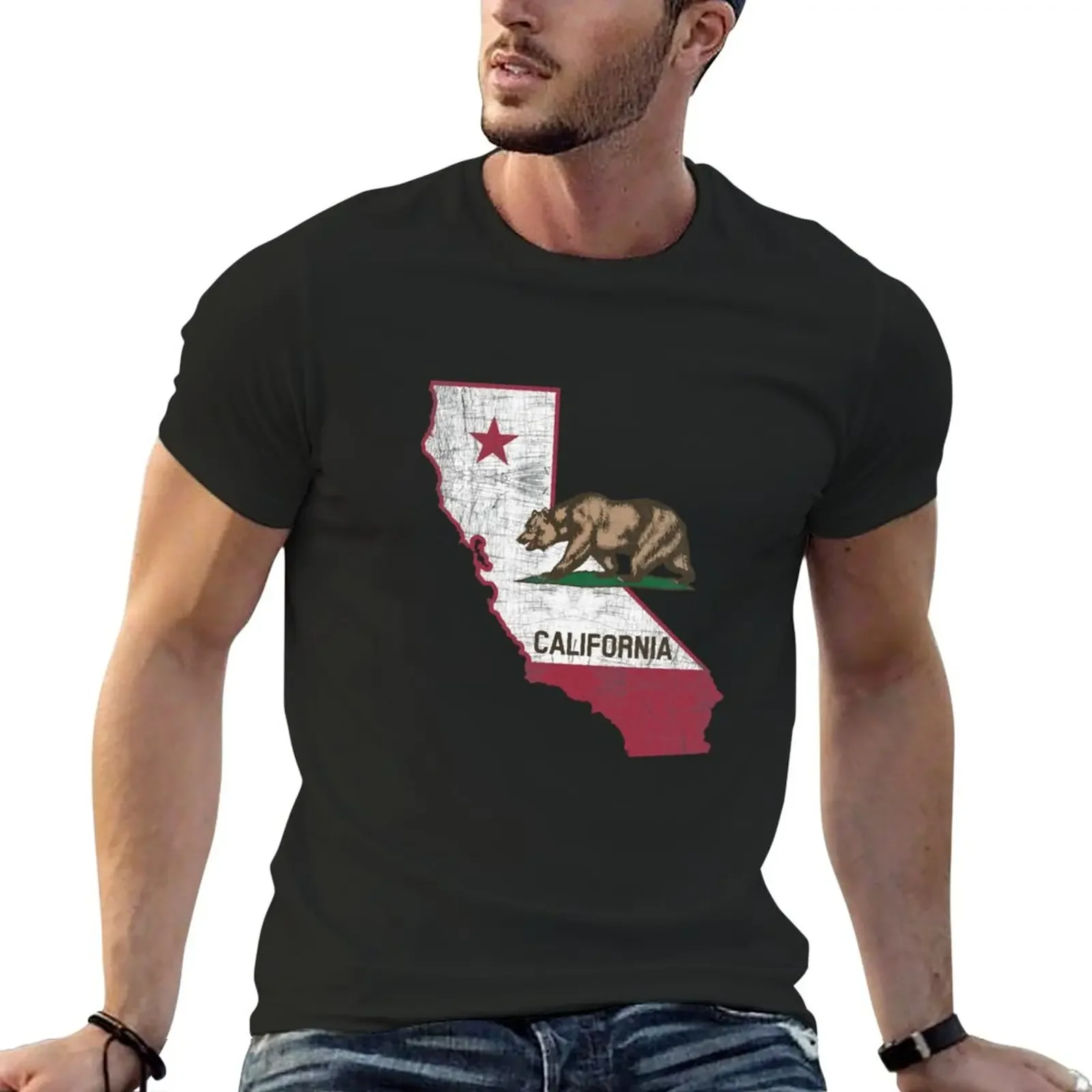 

New California State Map - Cali Grizzly Bear - United States of America USA T-Shirt plain t-shirt t shirt men