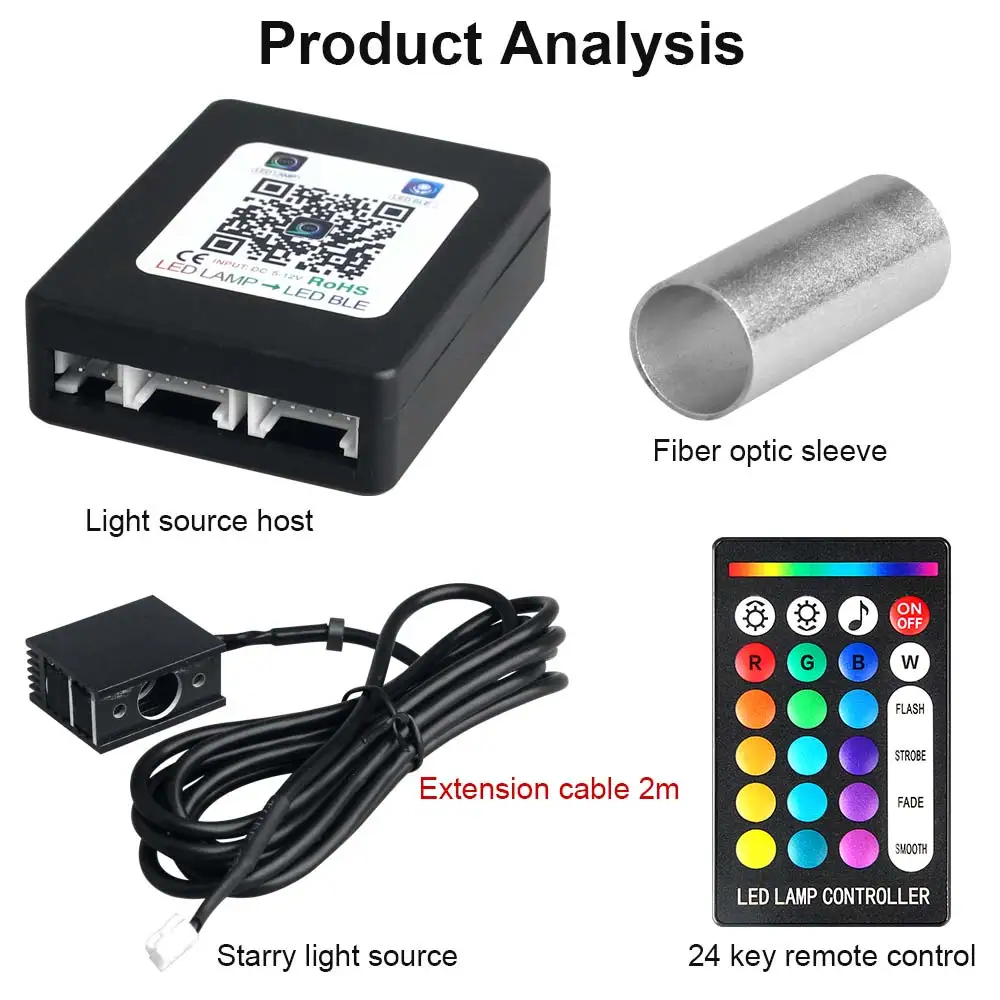 RGBW 1/2/4 split machine Autodak Ster Licht APP Controle Glasvezel Ster Plafondlamp Sterrenhemel plafond voor Auto Thuis - afbeelding 2