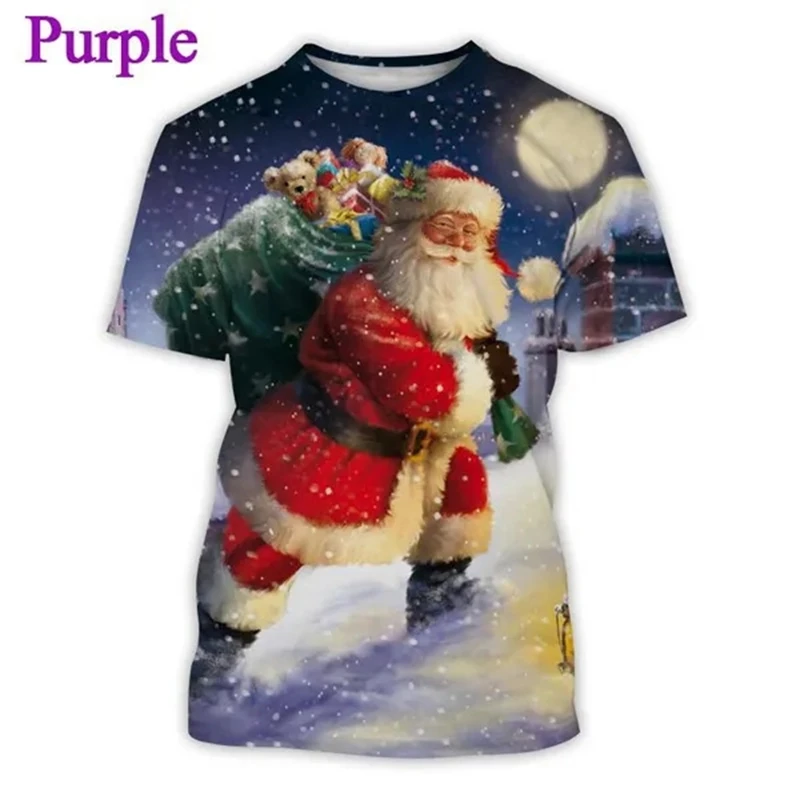 New Fashion Christmas Santa Claus 3d Printed T-shirt Men And Women Christmas Eve Casual Short-sleeved TShirt Summer Men\'s Tops