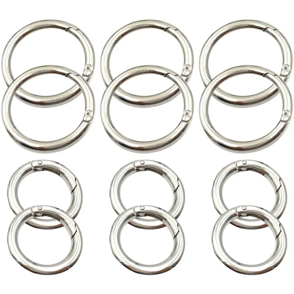 12Pcs Colored Round Spring Rings Zinc Alloy Keychain Clip Rings DIY Bag Buckles Luggage Harness Jewelry Making Accessories