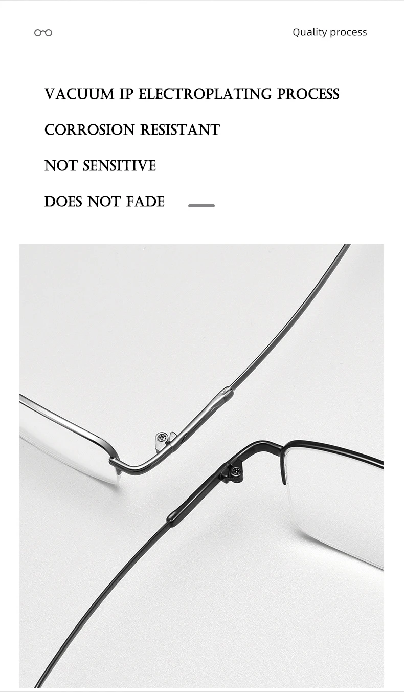2022 neue Männer Halb Randlose Frame Brille Optische Brillen Hohe Qualität Halb Rand Mann Brillen mit Rezept Männlichen Specs – Detail 4