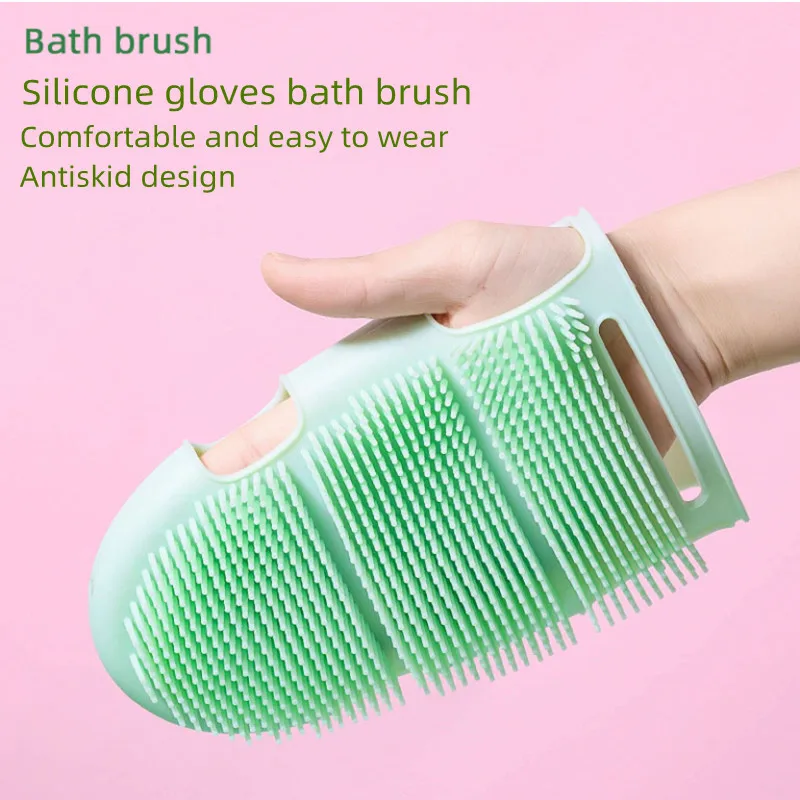 Japanese Lovely Wind Bathing Brush with Silicone Massage and Cutin Removing Gloves, Pet Bath Brush and Body Scrubber