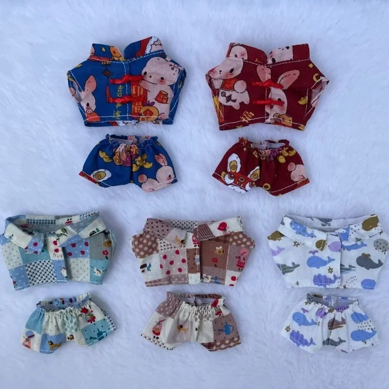 Stock 10cm baby clothes, pajamas, casual sets, cotton doll clothes, doll shirts, pants, New Year's festive outfits