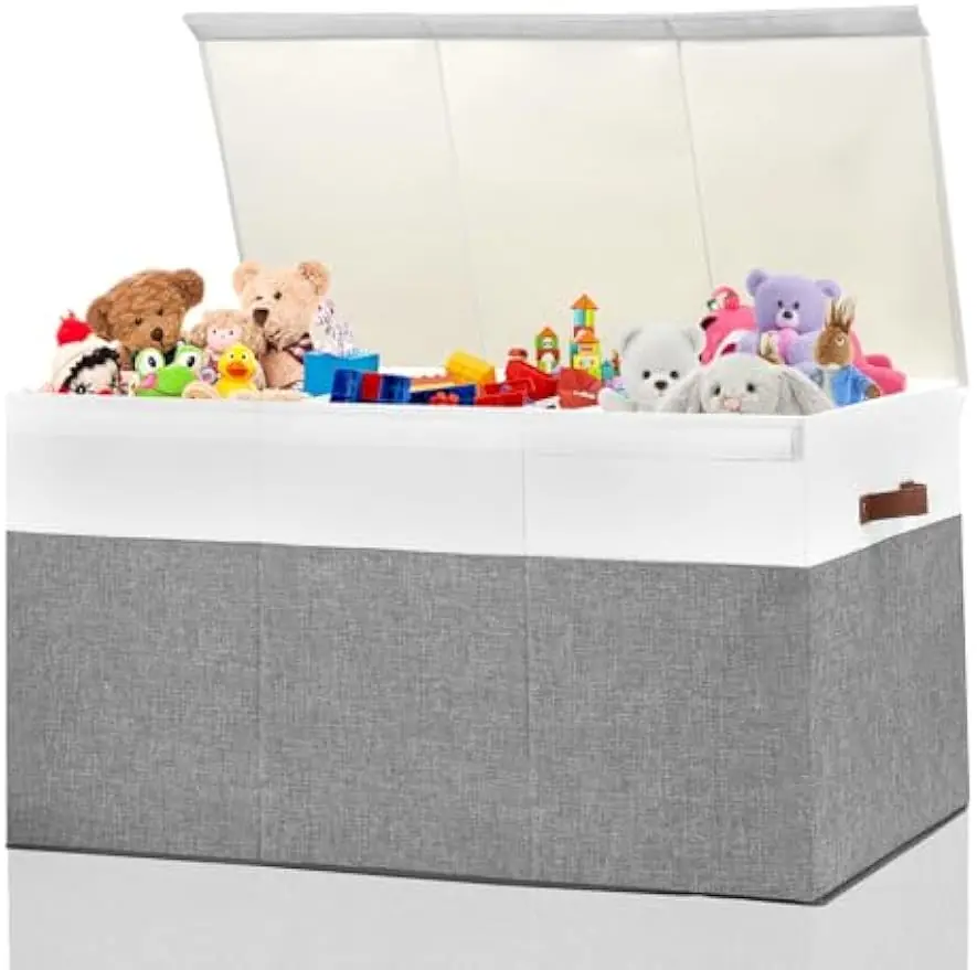 

Большой ящик для хранения игрушек с крышкой и перегородками, складной органайзер 35,5 x 17 x 17 дюймов для детской комнаты, шкафа, игровой комнаты