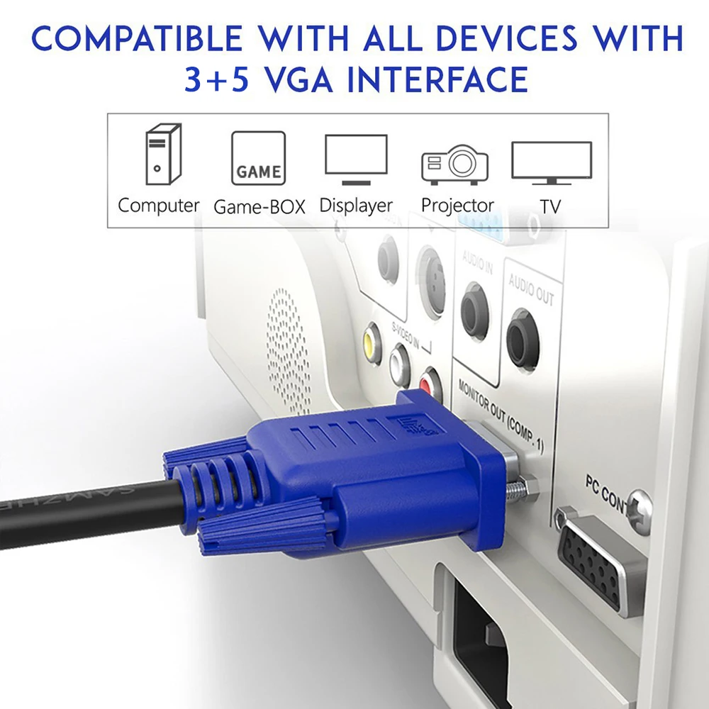 【Szybka wysyłka】 1.5M/3M/5M kabel Vga do Vga HD 15Pin kabel męski na męski Adapter Vga do komputera/projektora/monitor/Pc/Tv