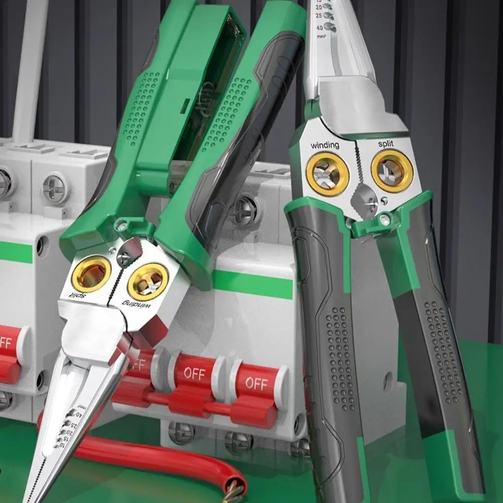 Multi-funcional Wire Stripping Alicates Cabo Stripper Cutter Eletricistas Medição Ferramentas Manuais 8in 1