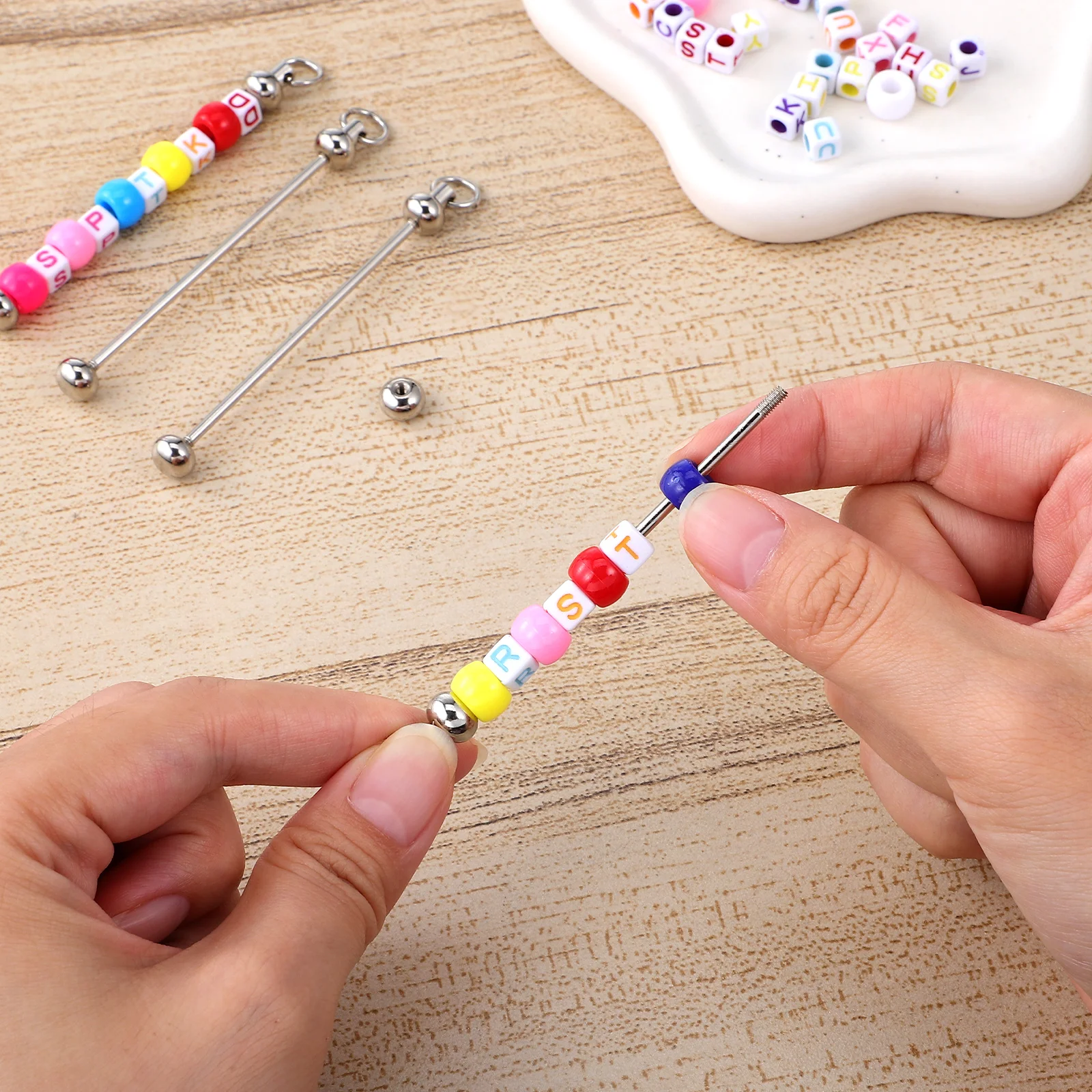

10 pcs Beadable Keychain Metal Keychains Classic Color Sturdy Material Multi Functional Diy Supplies Backpack Pendant Bag