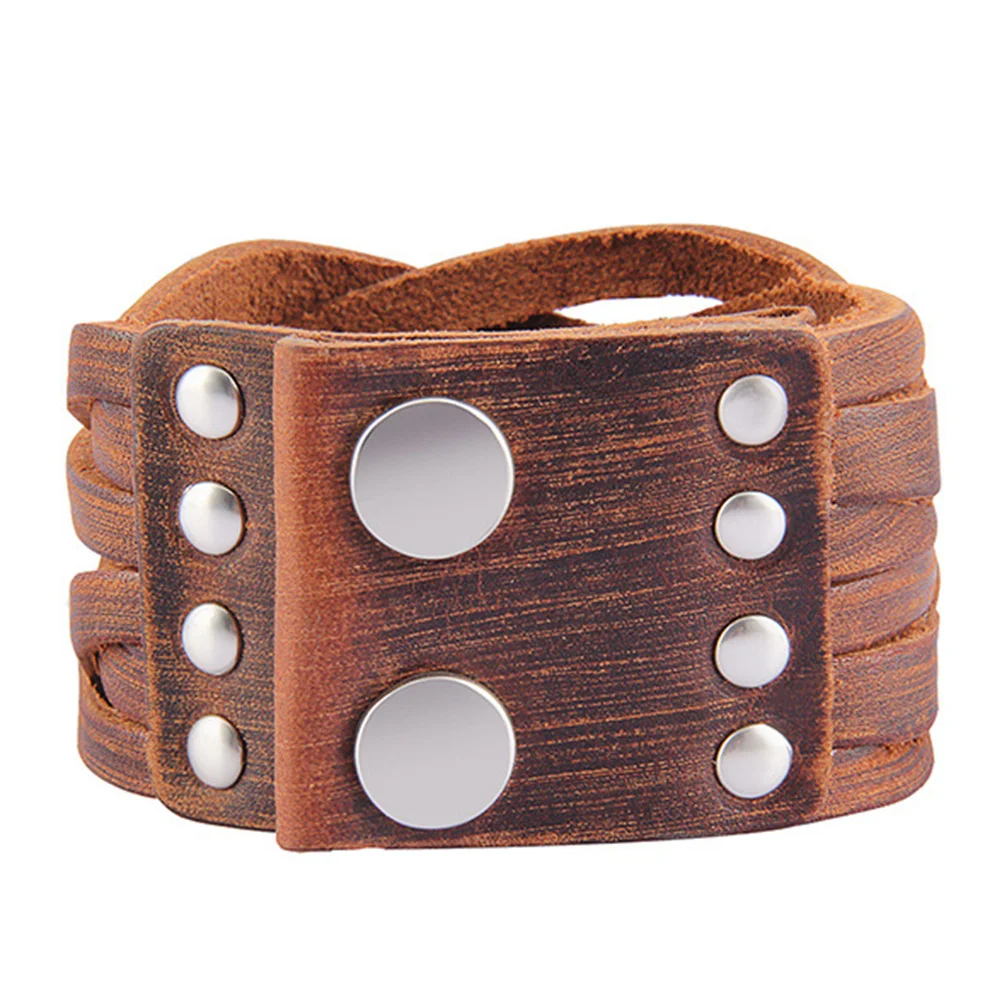 

Vintage Bracelet Coffee Color Braided Wrap Bracelets Rope to Weave Cool and Woven Men Classic Design Cowhide