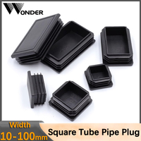 Black Plastic Square Tube Pipe Plug Blanking End Caps Furniture Leg Inserts Plugs Table Chair Feet Pad