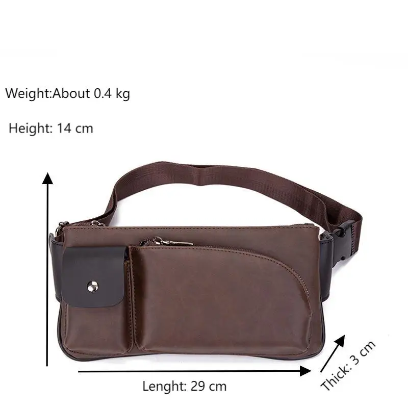 Leather Fanny Pack for Men Casual Waist Packs Small Crossbody Chest Bag with Adjustable Belt for Outdoor Travel Hiking Cycling