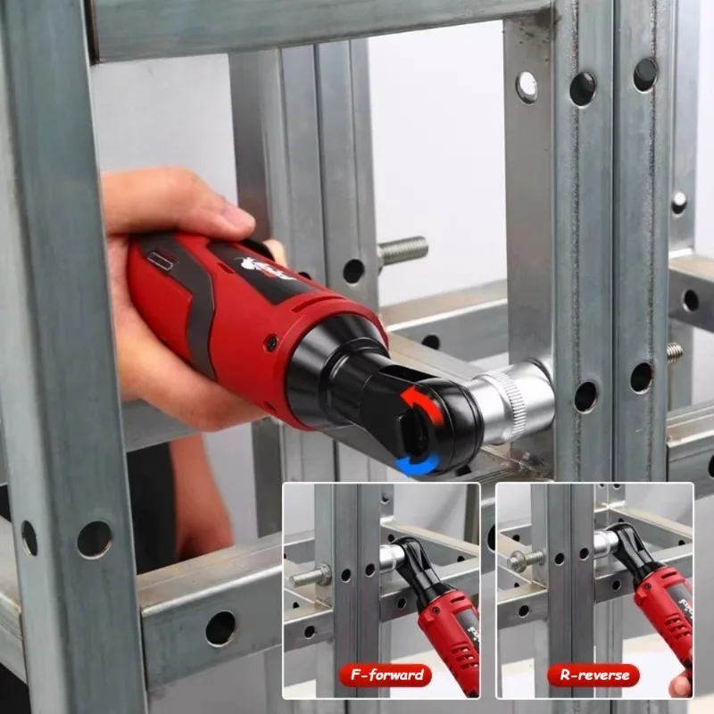 Lithium-ion Ratchet Wrench Portable Rechargeable Professional Electric Wrench Forward Reverse Rotation LED Lighting Power Tools