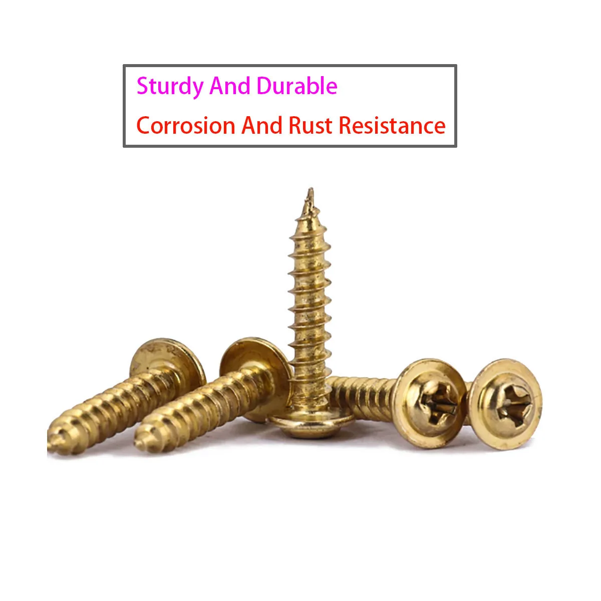Carbon Steel Gold-plated Yellow Round Head Self Tapping Screw with Washer M3M4 Length 6/8/10/12/14/16/18/20/25/30mm