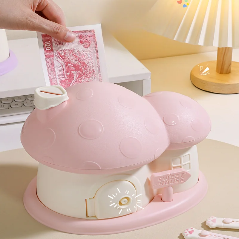 Mushroom House Piggy Bank Children's Home Decor Living Room Decoration Piggy Bank Piggy Bank for Adults  Money Box coin bank