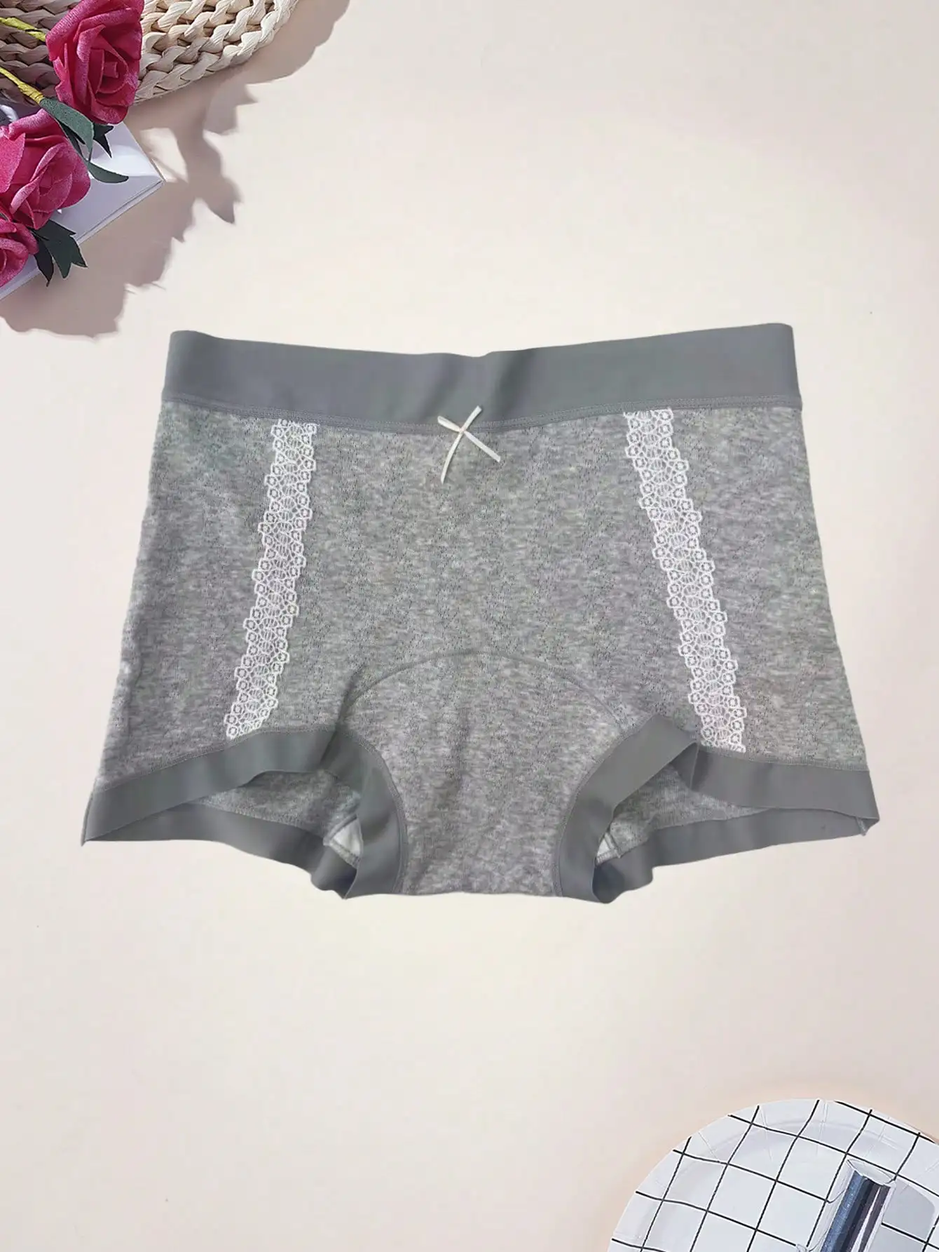 3 PCS Women's Boxers for Angle Underwear Lace Bow Underwear Soft Waist Cotton, Suitable for Daily Commuting, Home Leisure, and