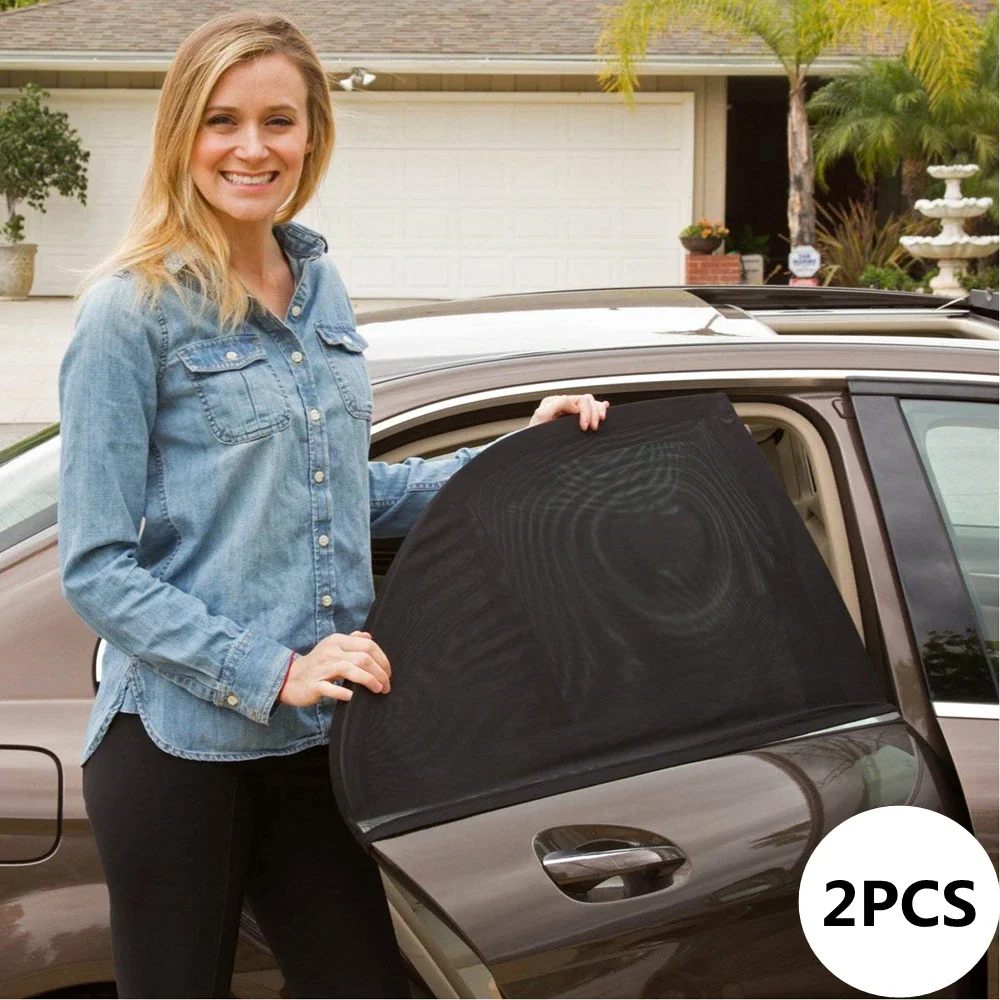 Car Window Sun Shades for SUV – 2-Pack with Insect Screen Mesh, Blocks UV & Keeps Bugs Out