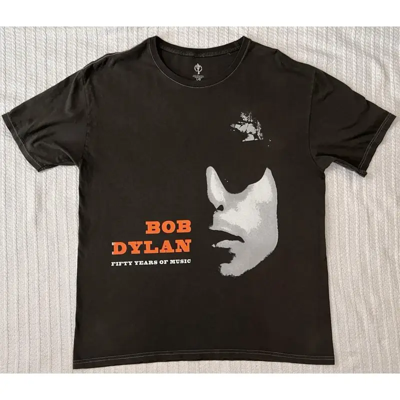 Bob Dylan Fifty Years Of Music T Shirt Mens L/XL 23” X 29” Cotton Graphic Tee