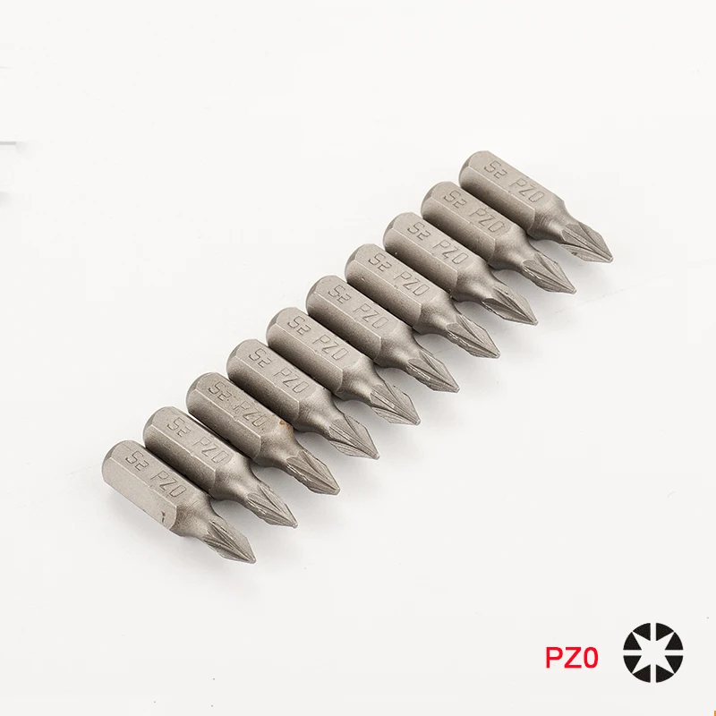 10pcs PZ0 PZ1 PZ2 Pozi Screwdriver Bits 1/4\