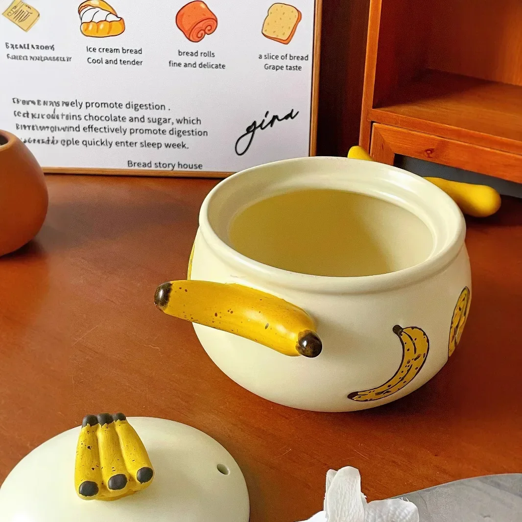 Creativity Banana Clay Pot Multi functional Dual Ear Pig Oil Tank Prevent Dry Urning And Soup Making Ceramic Cookware Set G