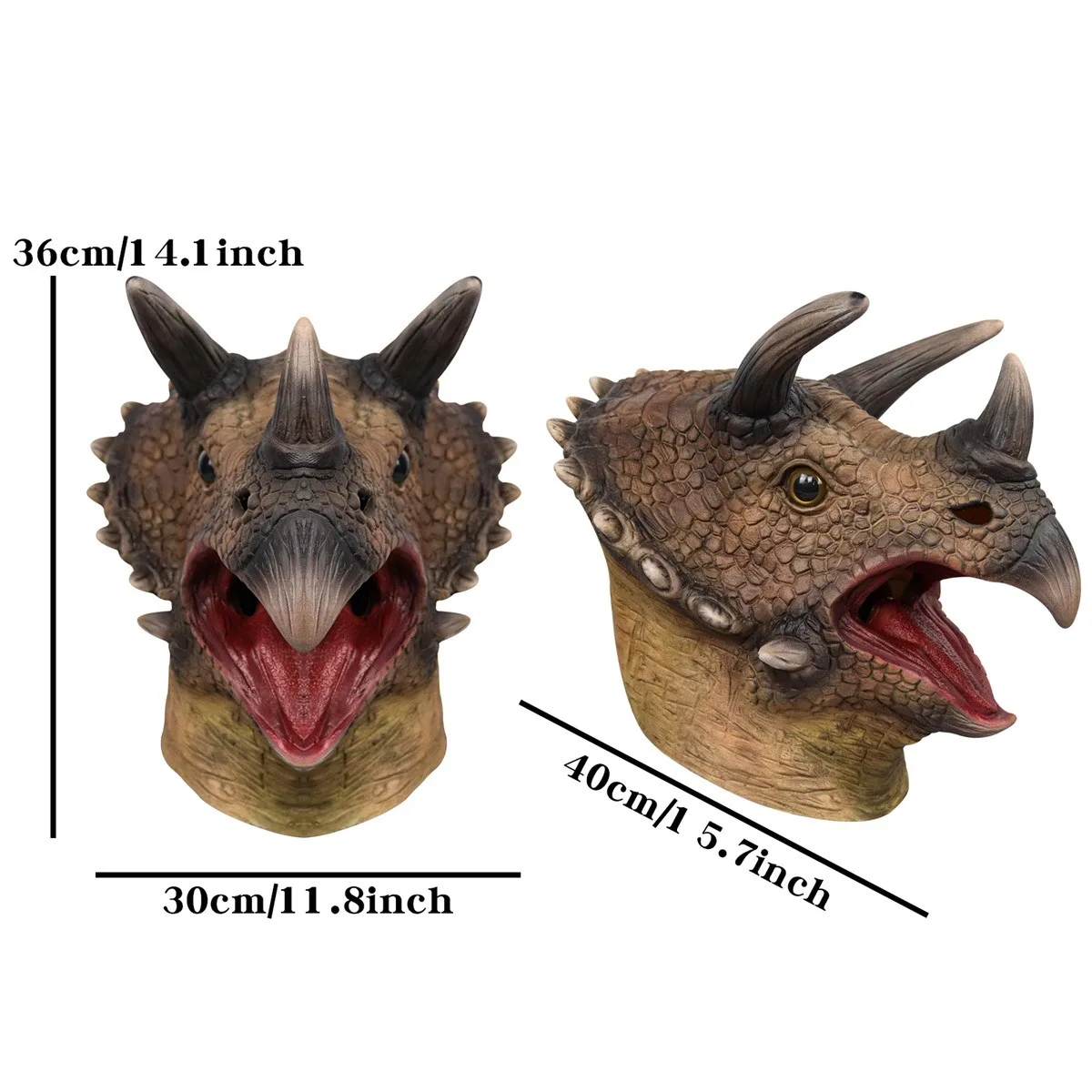 Creepy Animal Head Mask Rubber Latex Triceratops Dinosaur Mask Halloween Cosplay Dinosaur Masks Mascara De Animal Masks Novelty