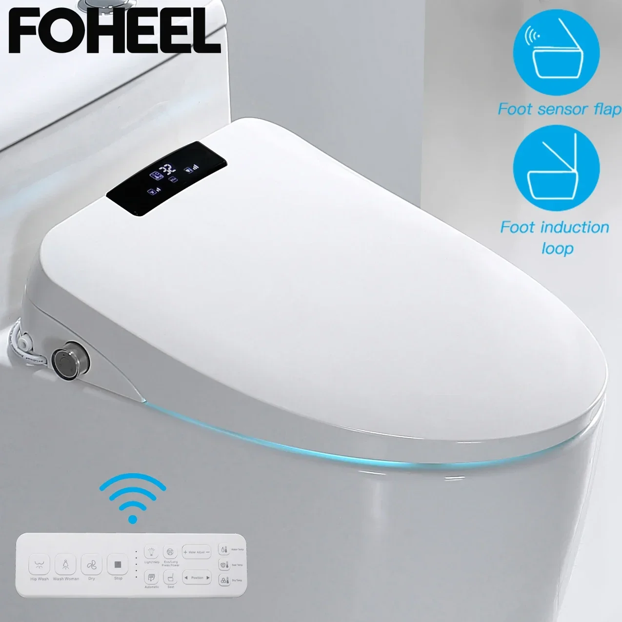 

FOHEEL Smart Electric Toilet Bidet Seat Hygienic Pastic Lid