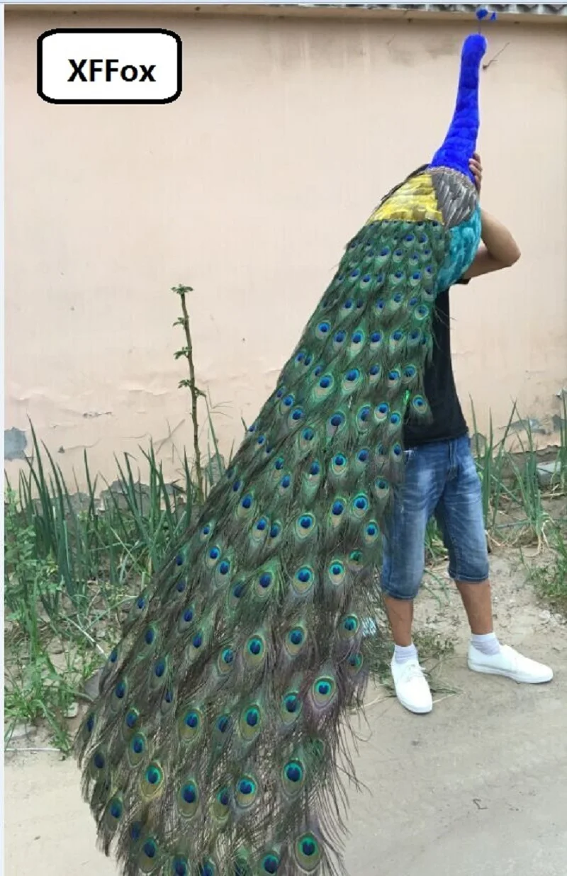 huge real life colourful peacock model foam&feather long tail simulation beautiful peacock bird gift about 200cm xf2480