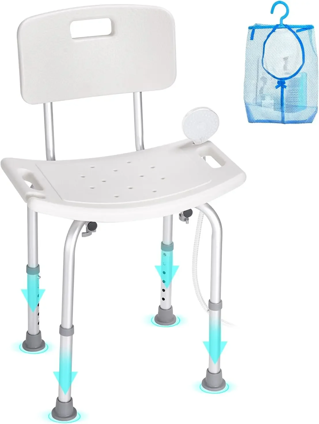 Shower Chair, Shower Seat with Back, Adjustable Height  Stool,  Chair for Inside  Bathtub,