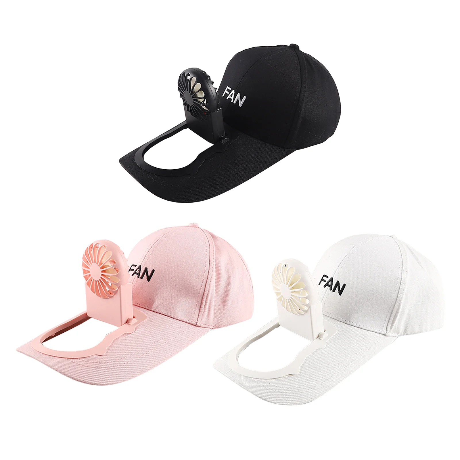 Summer Fan Hat Men Women Baseball Cap Solid Cotton Adjustable Snapback Sunhat Cooling Fan Outdoor Sports Hip Hop Baseball Hat