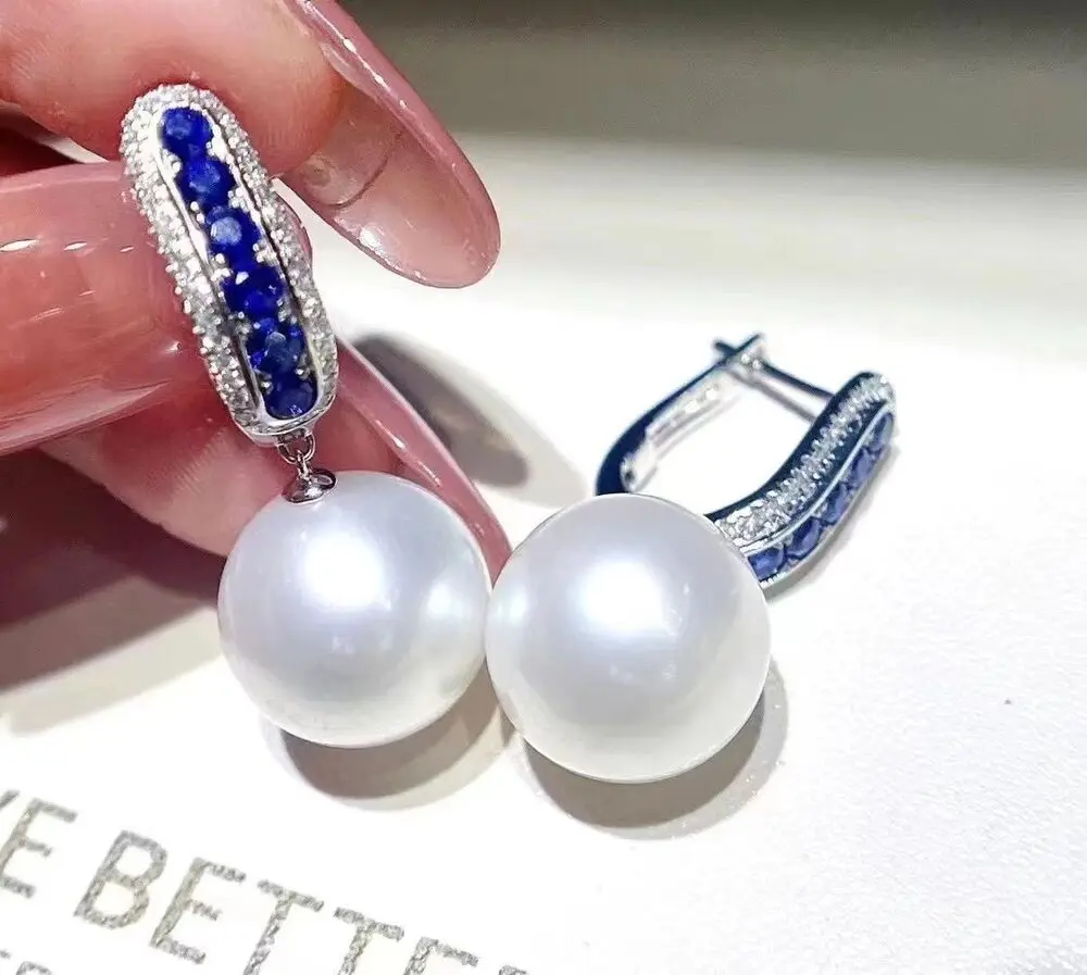 

gorgeous 10-11mm south sea round white pearl earring 925s earrings for women crystals gift