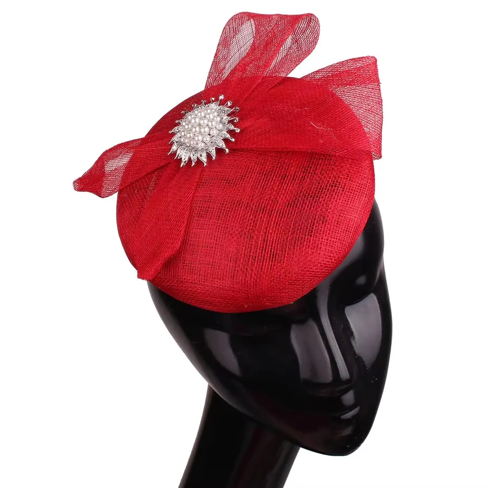 Gorgeous Women Ladies Fascinators Hats 4-Layer Sinamay Wedding Millinery Cap With Hair Pin Bride Occasion Hair Accessories