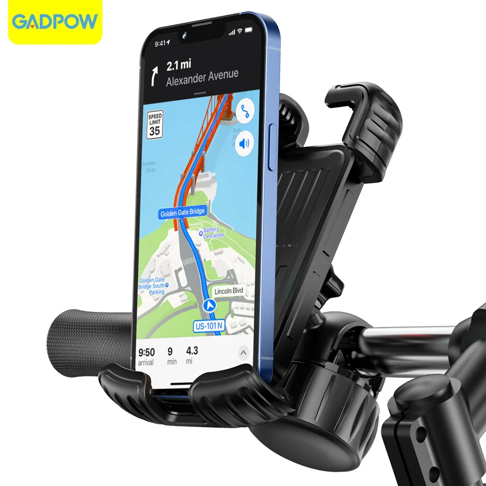 Gadpow Aluminum Alloy Mobile Phone Holder Mountain Bike Bracket  Motorcycle Handlebar Clip Stand Navigation Phone Holder