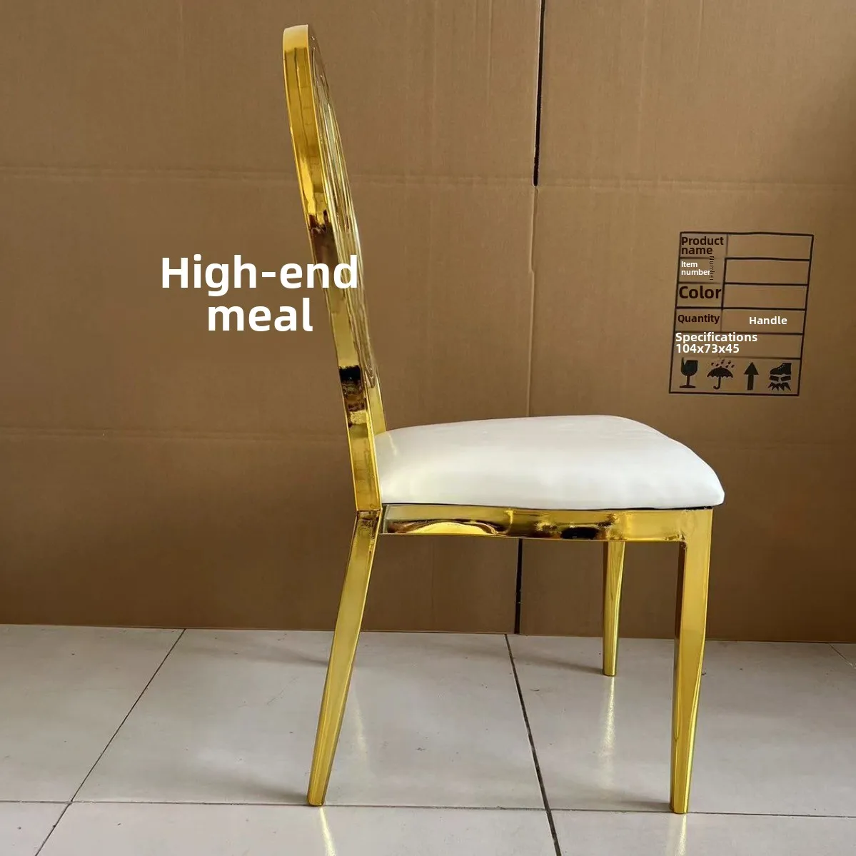 Party Stainless Steel Chair White Leather Outdoor Wedding Banquet Gold O Back Chairs Luxury Chairs for Event Reception