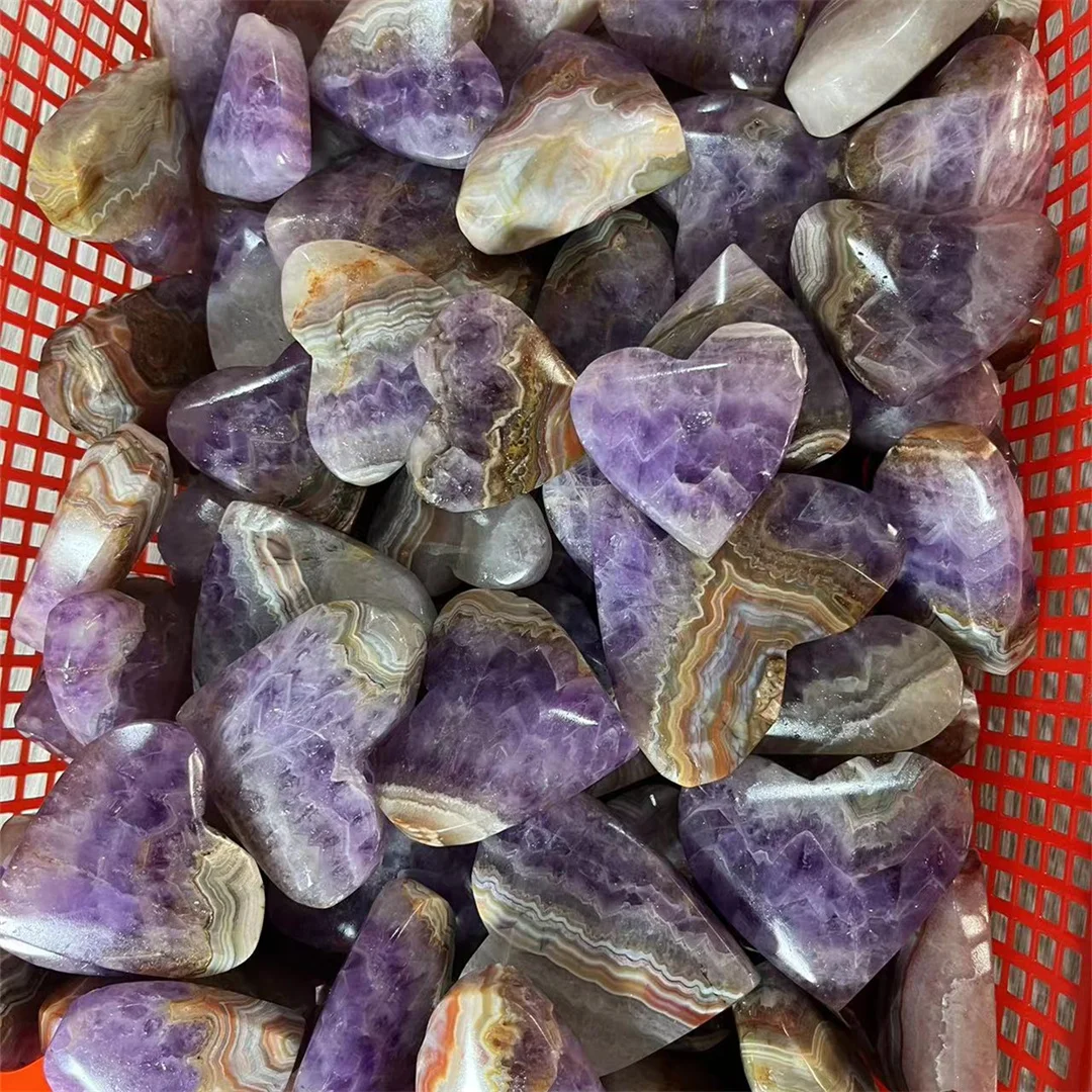 1kg natural amethyst with agate heart decoration for giftt decoration for gift