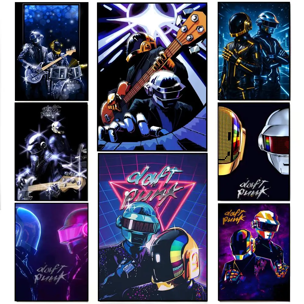 Retro-Futuristic R-Robot D-Daft Punk Electronic Music Vibe Art Poster HD  Waterproof Wall Sticker Bar Living Room Decor Gift