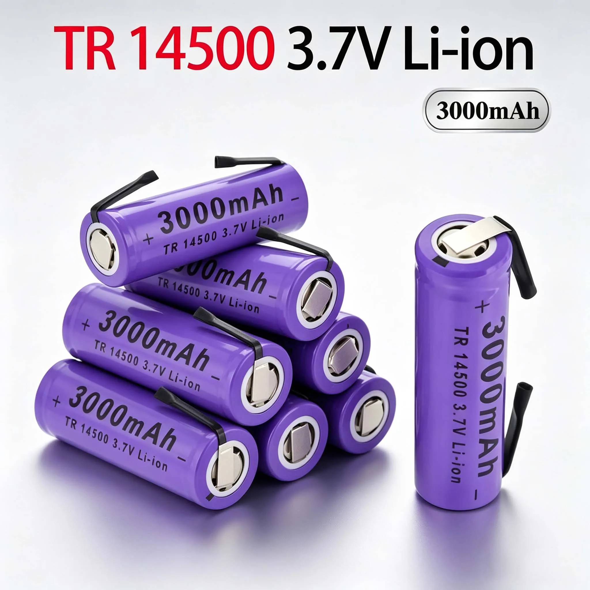 ICR 14500 3.7V 3000mAh Rechargeable Lithium‑ion Power Cell With Welding Nickel Tab For LED Flashlight Various Electronic Equipme