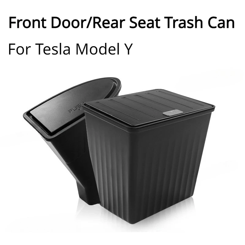 For Tesla Model Y Trash Can Door Rear Seat Trash Bin Under Seat Storage Box Organizer with Cover Press Car Interior Accessories