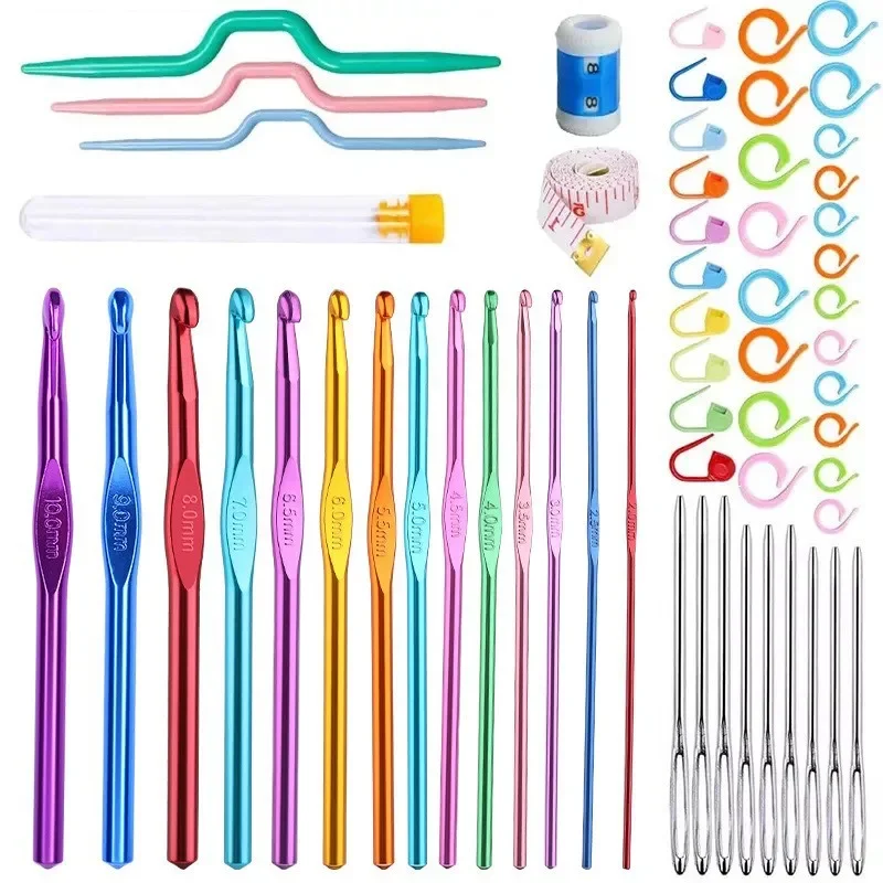 8/14//100Pcs Sizes Crochet Hooks Needles Kit Stitches Knitting Craft Case Crochet Agulha Pins Set Weaving Tools Sewing Tools