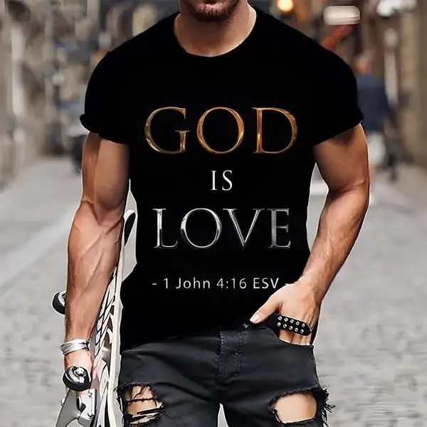 Summer Men T-shirt Fashion Christian Jesus Cross 3D Printed T Shirt Casual Short-sleeve Cool Tee Tops