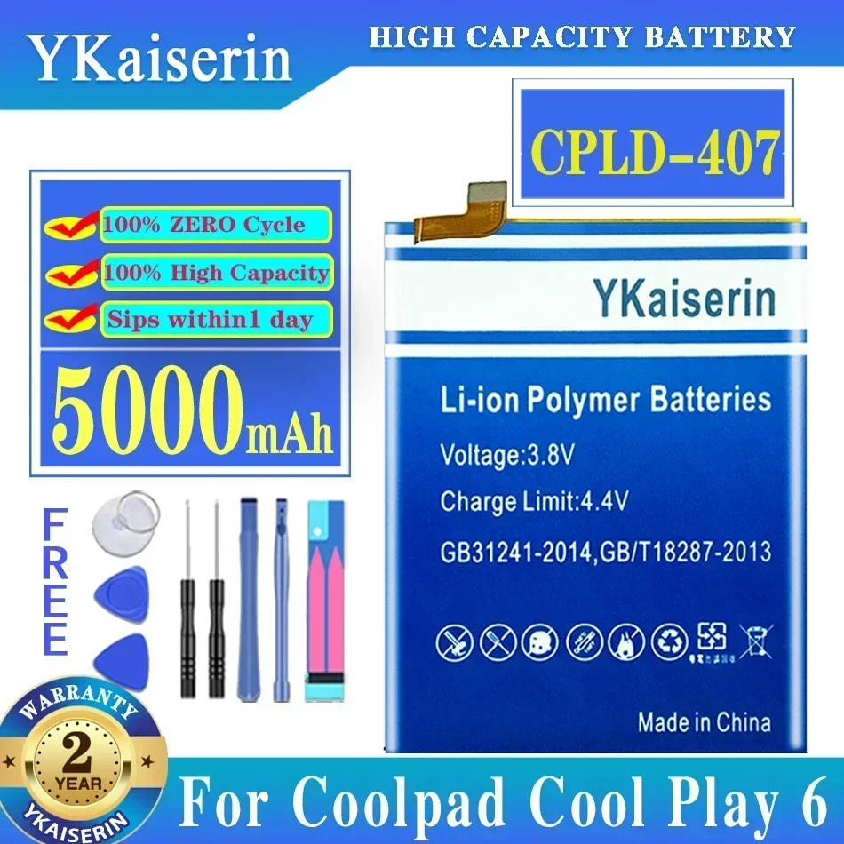 YKaiserin 5000mAh CPLD-407 Battery For LeEco Coolpad Cool 1 Dual Play 6 C103 C106 R116 C106-7 C106-8 C106-9 C107-9 Batteries